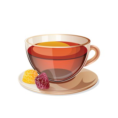 Cam fincan siyah beyaz arka plan üzerinde izole çay.