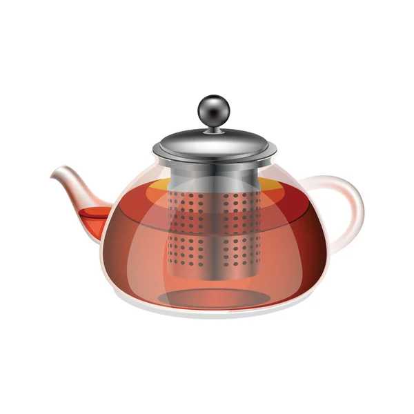 Τσαγιέρα γυάλινη με τσάι βοτάνων που απομονώνονται σε λευκό φόντο. — Διανυσματικό Αρχείο