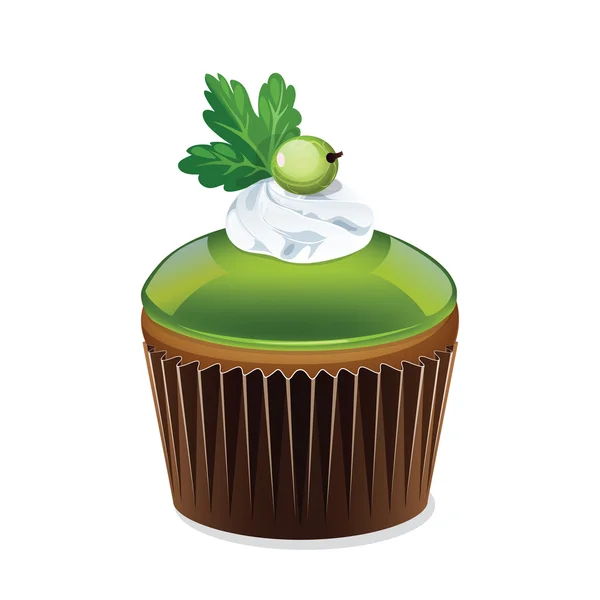 Cupcake ícone em uma xícara isolada no fundo branco . — Vetor de Stock