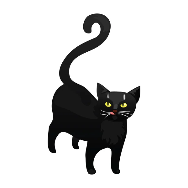 Chat noir isolé sur fond blanc. — Image vectorielle