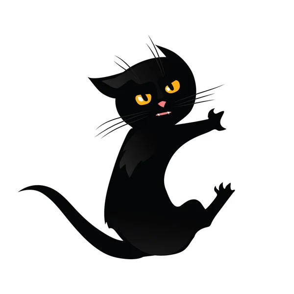 Gato negro aislado sobre fondo blanco. — Vector de stock