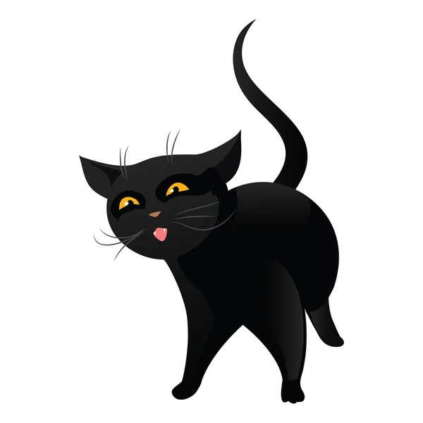 Chat noir isolé sur fond blanc. — Image vectorielle