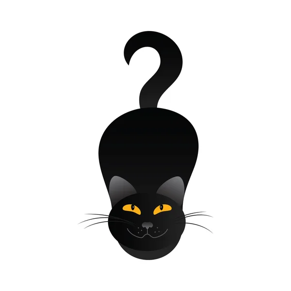 흰 배경에 고립된 검은 고양이. — 스톡 벡터