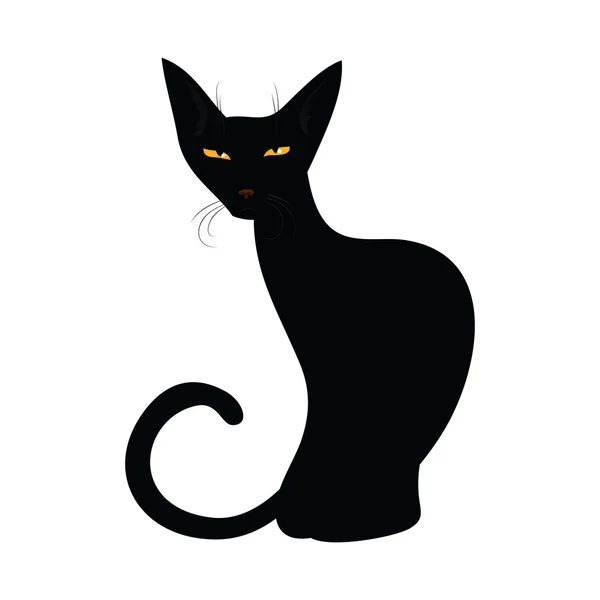 Gato negro aislado sobre fondo blanco. — Vector de stock