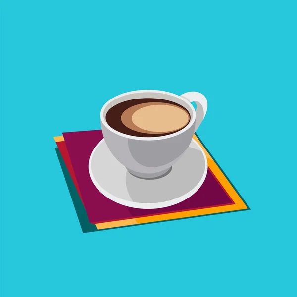 Icône tasse de café isolé sur fond bleu . — Image vectorielle
