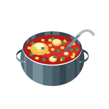 Beyaz bir arka plan üzerinde izole çorbası ile simge tencere.