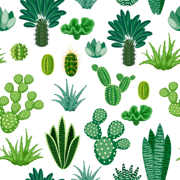 선인장과 succulents의 완벽 한 패턴. — 스톡 벡터