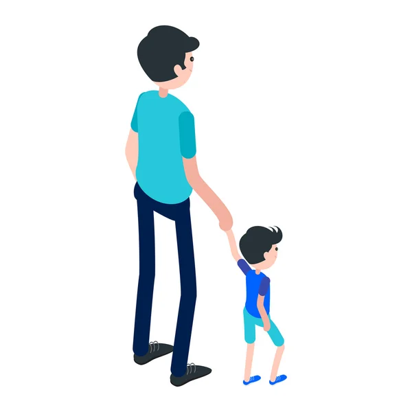 Ισομετρική άνθρωπος και παιδί. — Διανυσματικό Αρχείο