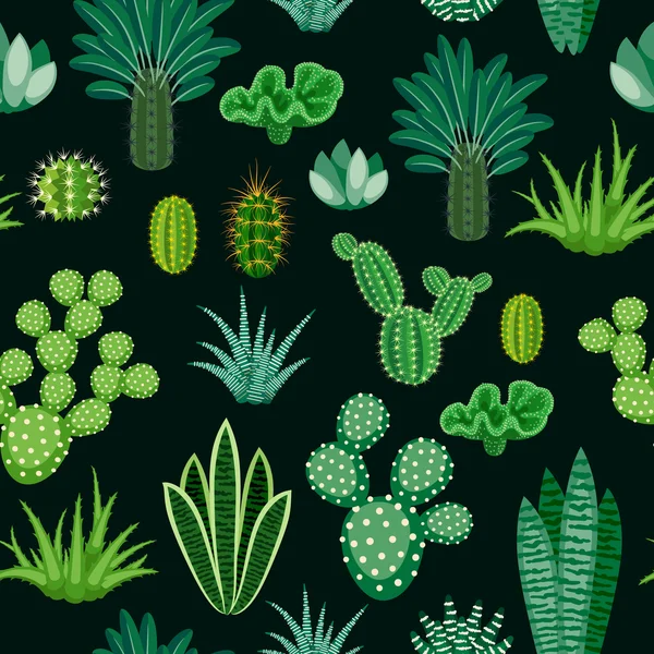 Seamless pattern of cacti and succulents. — Stock Vector