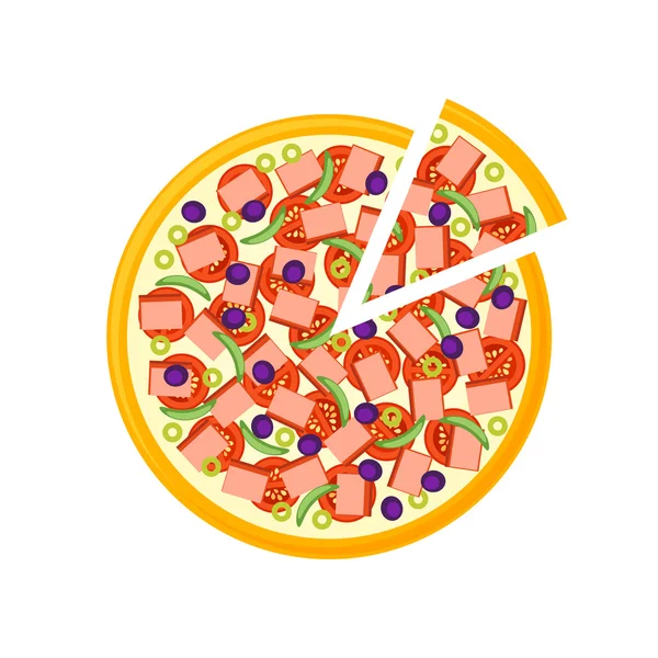 Pizza isolerad på vit bakgrund — Stock vektor