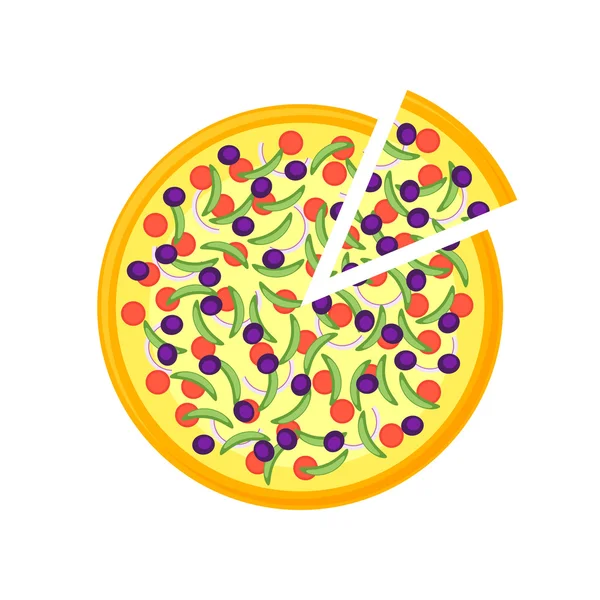 Pizza isolerad på vit bakgrund — Stock vektor