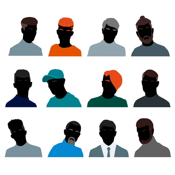 Set of men's heads isolated on a white background — Stock Vector