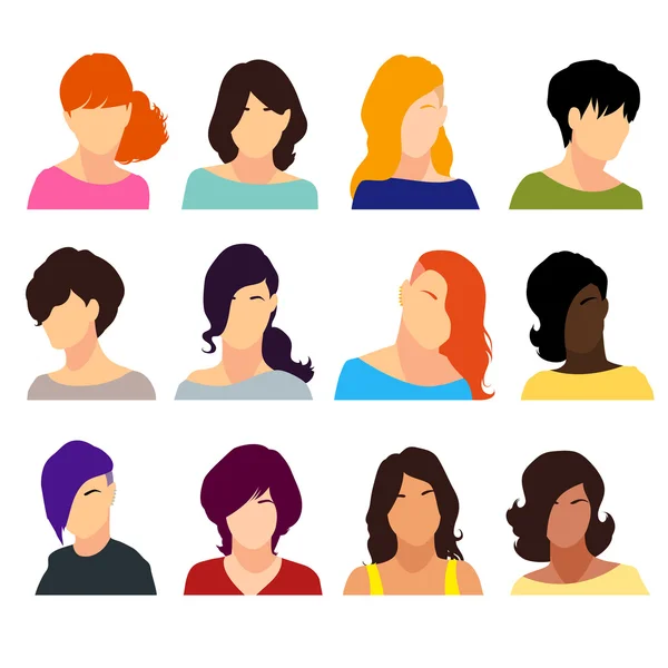 Set of female heads isolated on a white background. Royalty Free Stock Illustrations