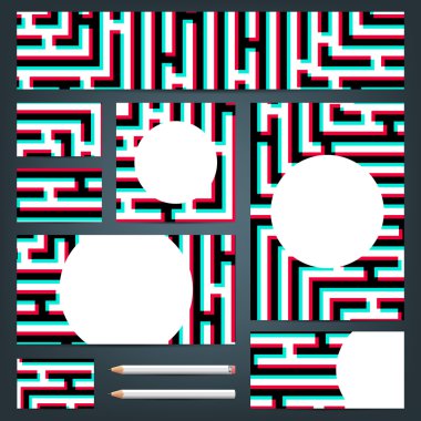 Labirent 3d etkisi ile kurumsal kimlik için şablonlar kümesi.