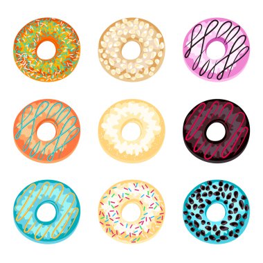 Beyaz bir arka plan üzerinde izole donuts kümesi.