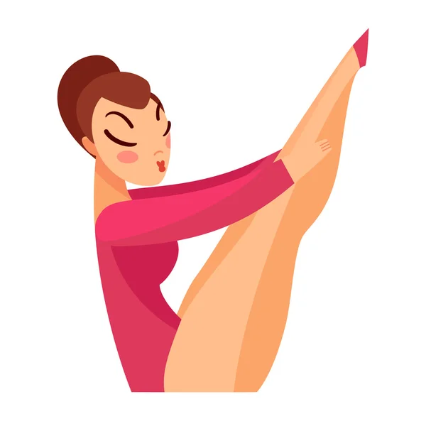 Hermosa chica gimnasta aislado sobre un fondo blanco . — Vector de stock