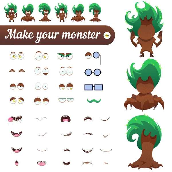 Kit de création de monstres. Set pour la construction de monstres avatars vectoriels . — Image vectorielle
