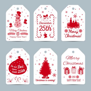 Yeni yıl etiket kümesi.