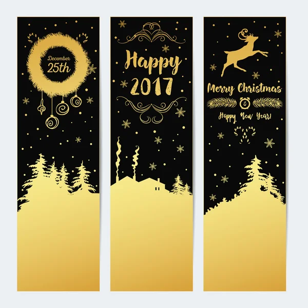 Set of vertical Christmas banners. — Stock Vector