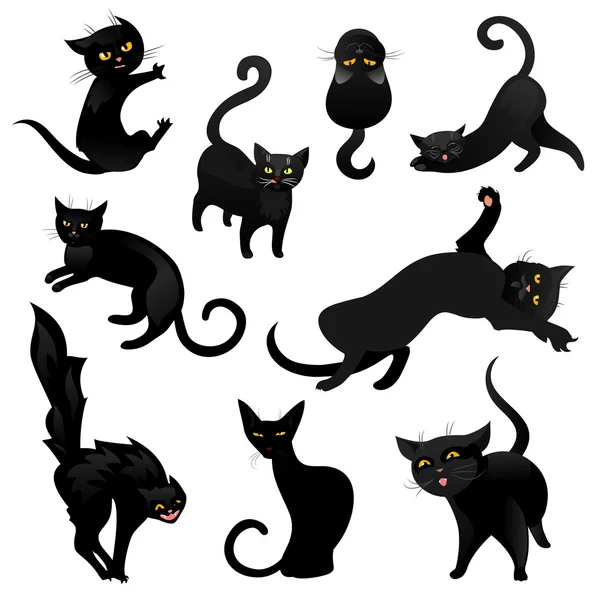 Set of black cats. — Stock Vector