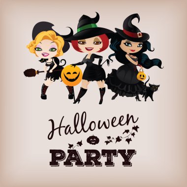 Pin-up tarzı üç tatlı cadı