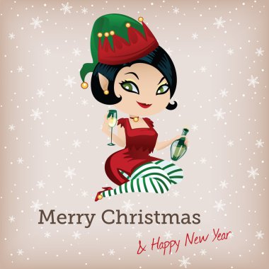 Noel kartı şirin elf ile