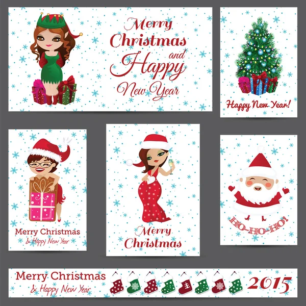 Conjunto de cartões de felicitações de Natal — Vetor de Stock
