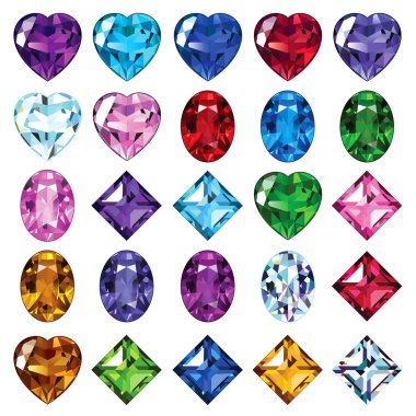 25 simgeler renkli gemstones kümesi