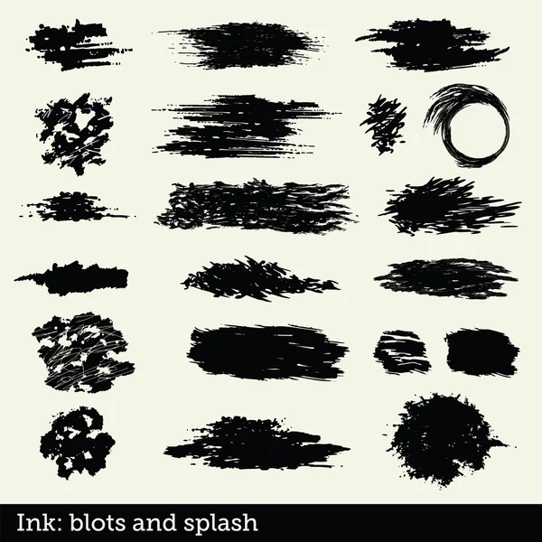 Conjunto de manchas de tinta y salpicaduras — Vector de stock