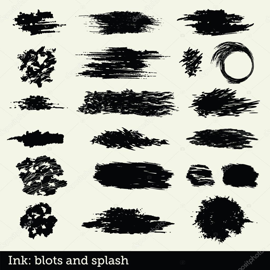 Set of ink blots and splash 