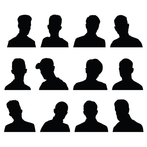 Ensemble de silhouettes de têtes d'hommes — Image vectorielle