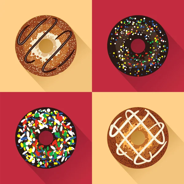 Dört renkli donut — Stok Vektör