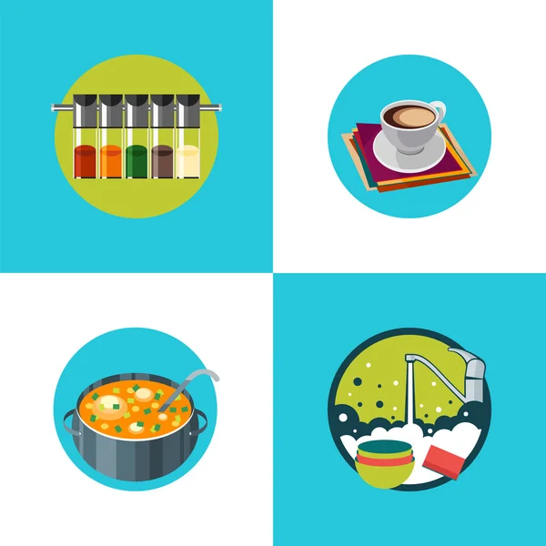 Zestaw czterech ikony żywności w płaskim styl — Wektor stockowy