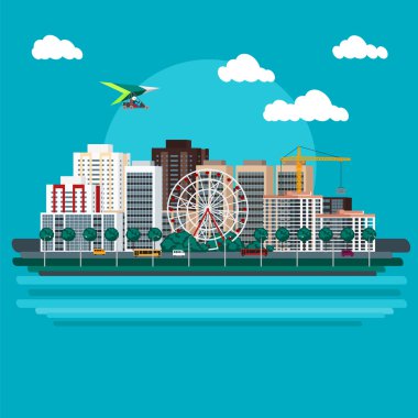 düz stilde kentsel peyzaj