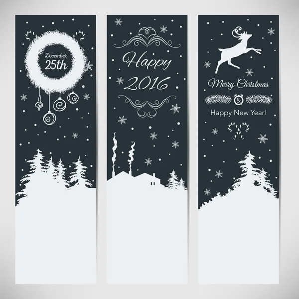 Vector set of three Christmas vertical banners. — Stock Vector