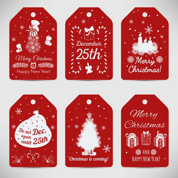Vector set of six Christmas labels. — Stock Vector