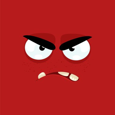 Çizgi film yüz kızgın ifade ile