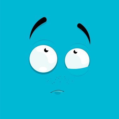 Cartoon face with a thoughtful expression clipart