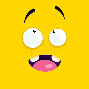 Çizgi film yüzü ilham ifadeye sahip