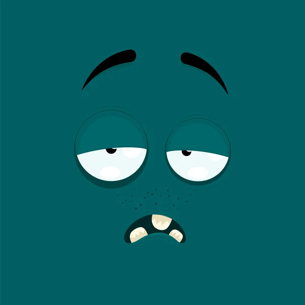Cartoon face with a tired expression — Stock Vector