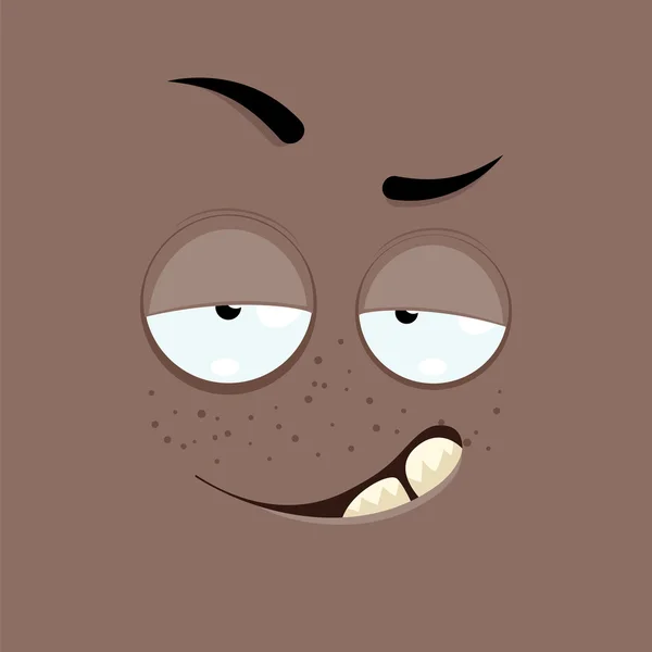 Cartoon face with a smug expression — Stock Vector