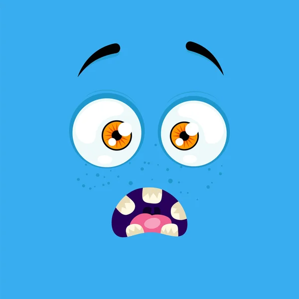 Cartoon face with a scared expression — Stock Vector