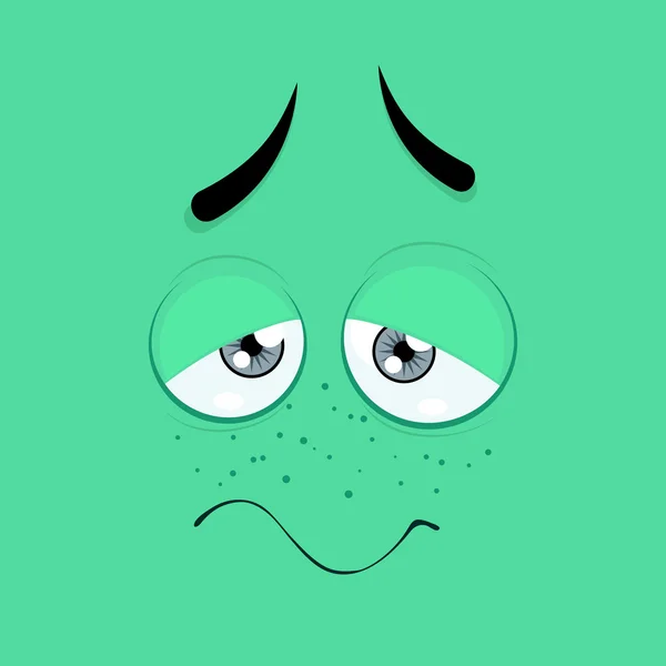 Cara de dibujos animados con una expresión triste — Vector de stock