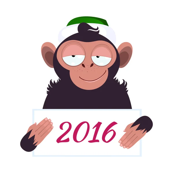 Komik maymun bir poster holding — Stok Vektör