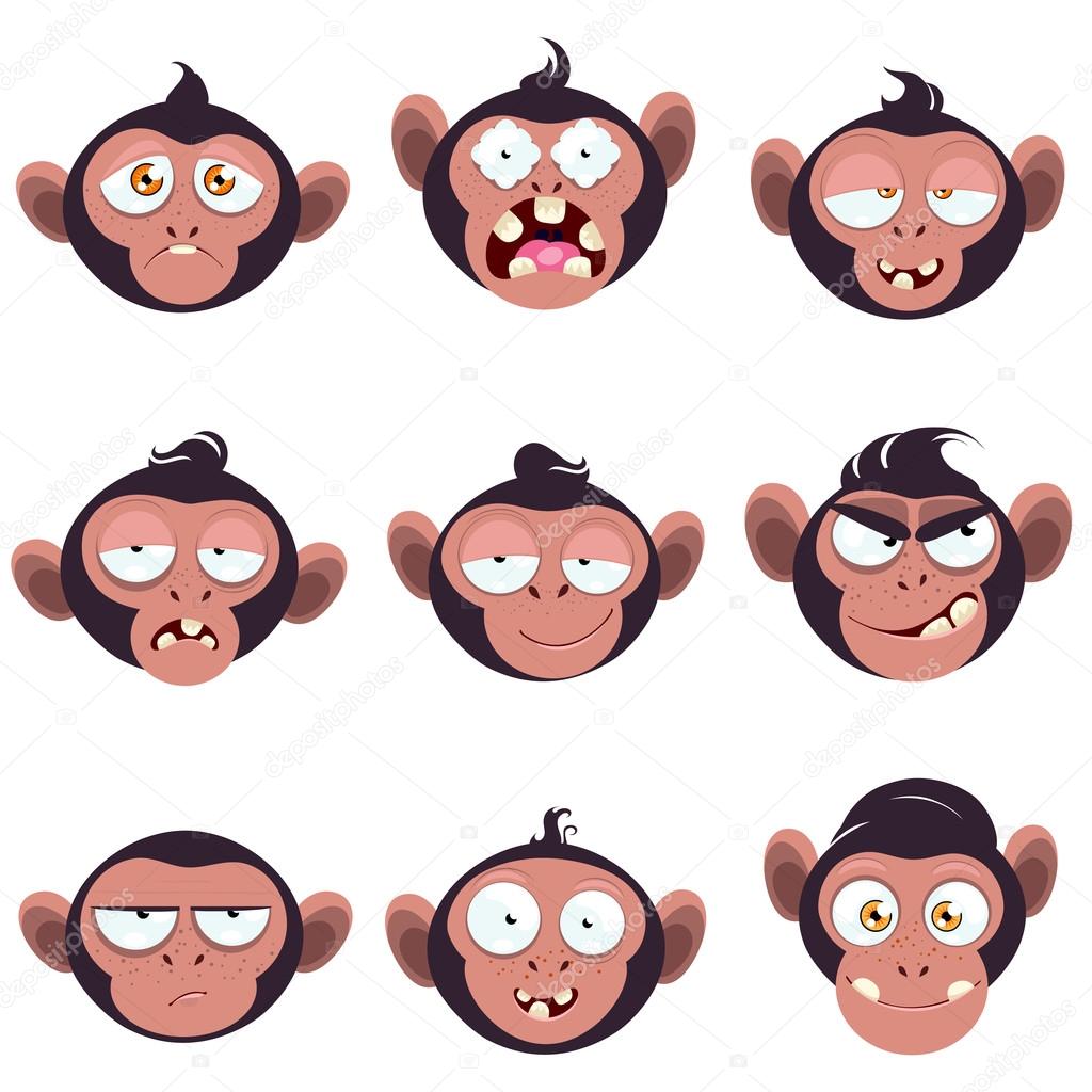 Set of smiles monkeys