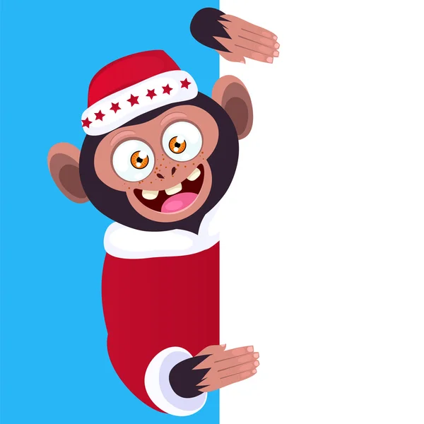 Весела мавпа тримає порожній банер — стоковий вектор