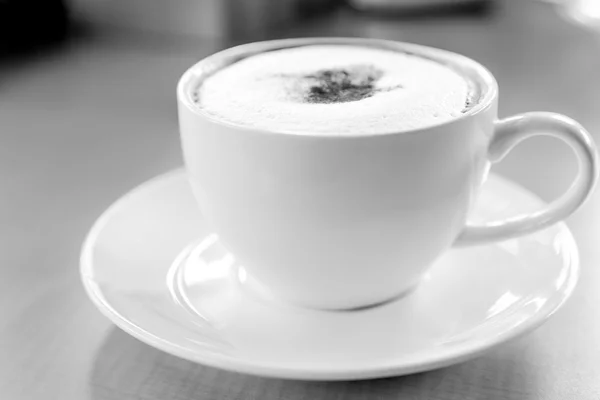 Une Tasse Cappuccino Noir Blanc — Photo