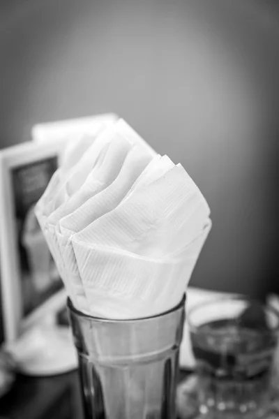 Tissue Paper Glass Table Black White — Stock Photo, Image