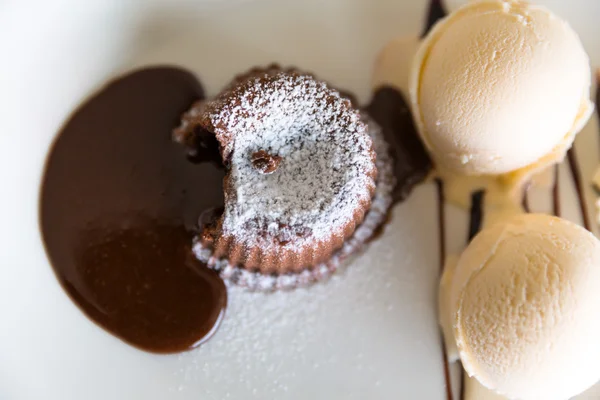 Chocolate lava cake set — Stock Photo, Image