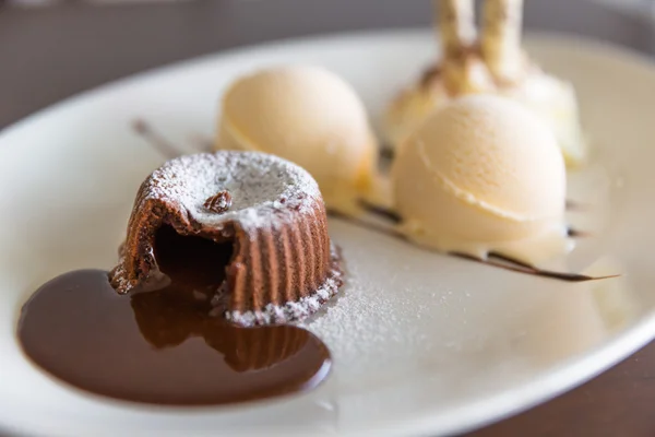 Conjunto de pastel de lava chocolate —  Fotos de Stock